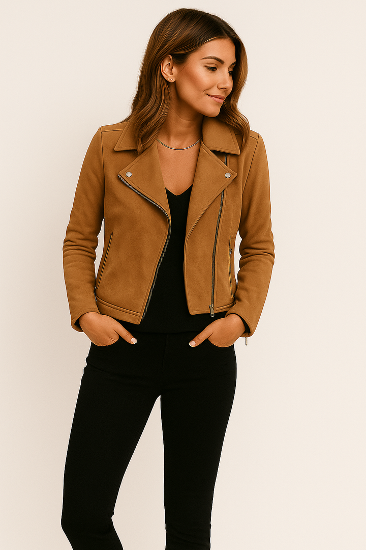 Damenjacke Biker Wildlederimitat