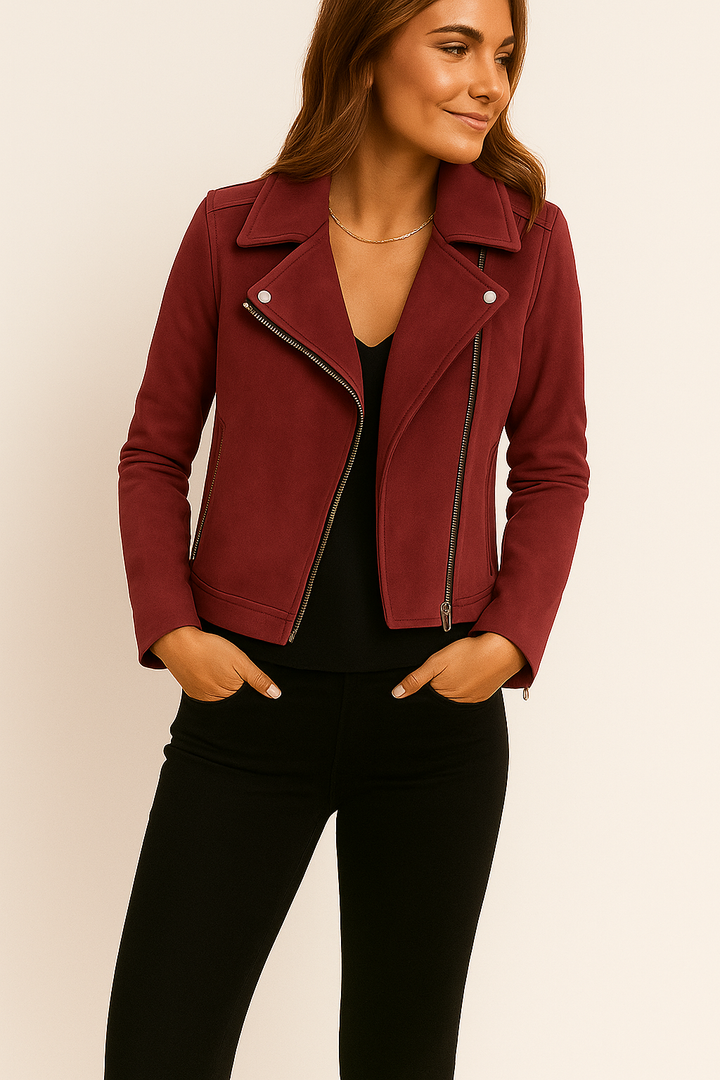 Damenjacke Biker Wildlederimitat