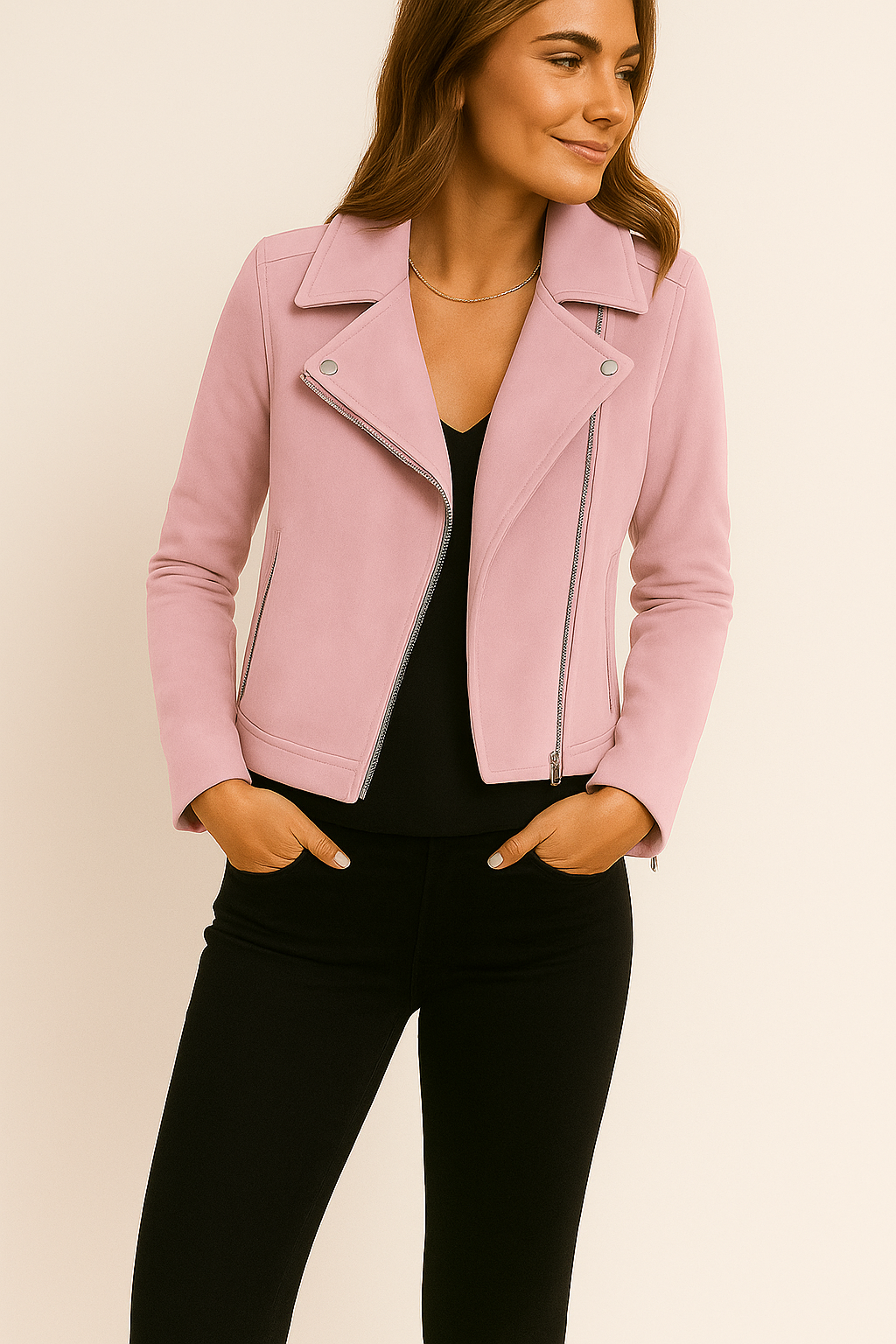 Damenjacke Biker Wildlederimitat