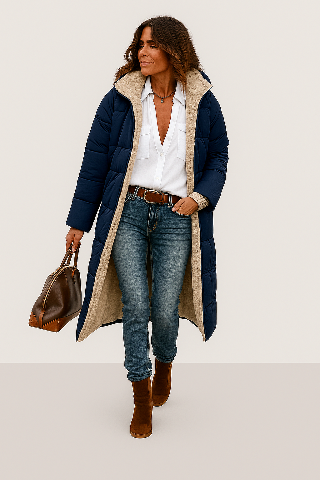 Damen Winter Mantel Fleece