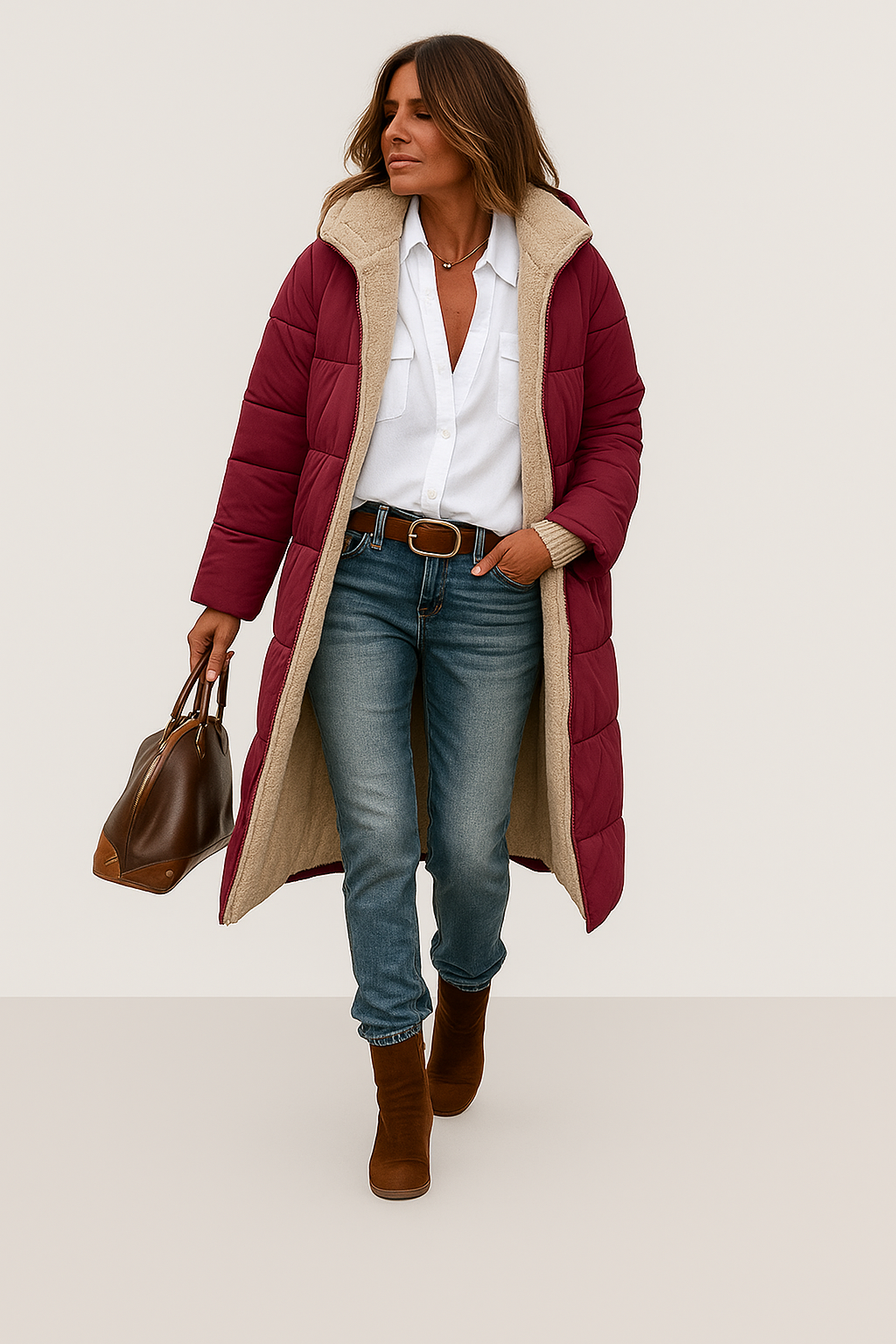 Damen Winter Mantel Fleece