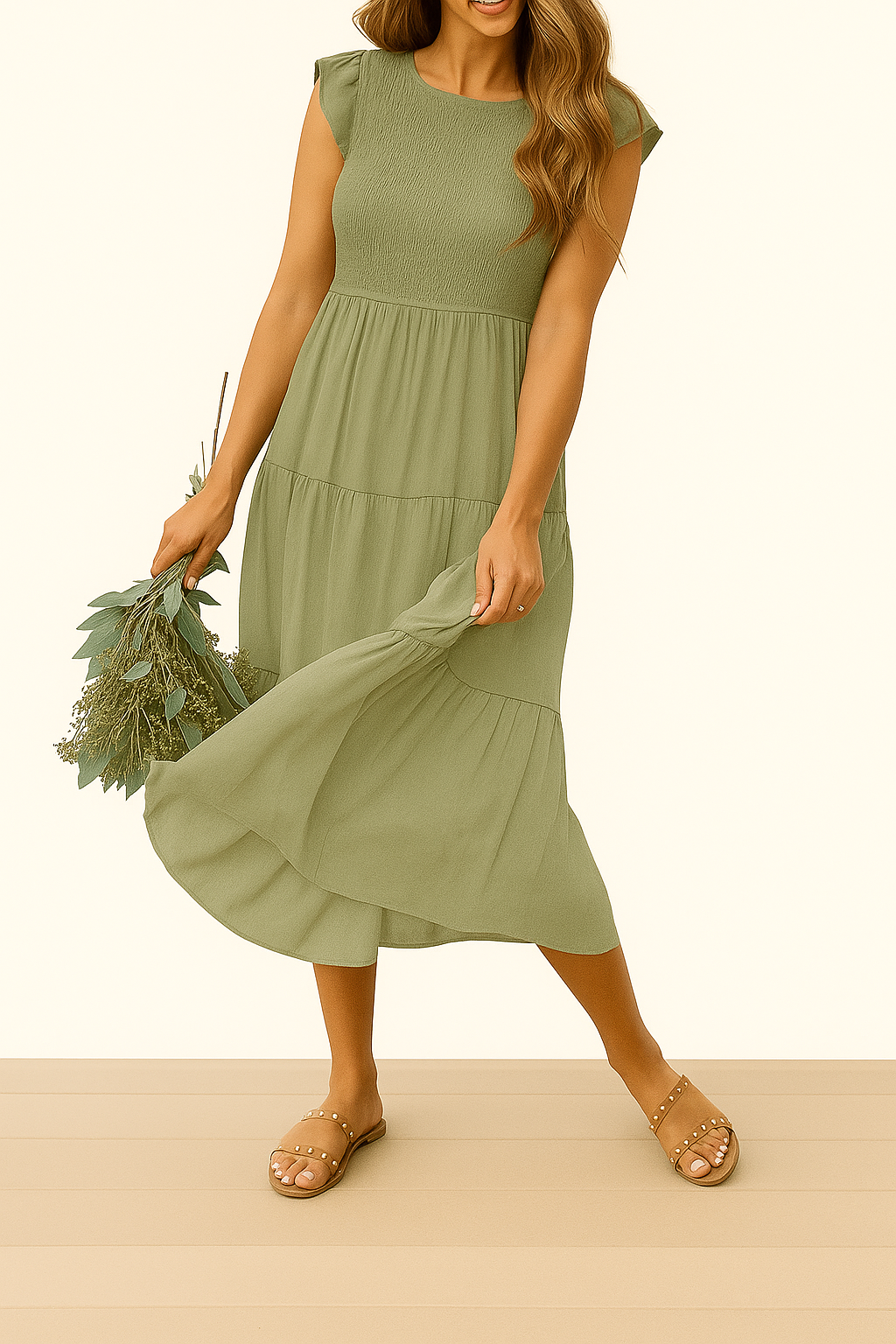 Damen Midikleid Polyester