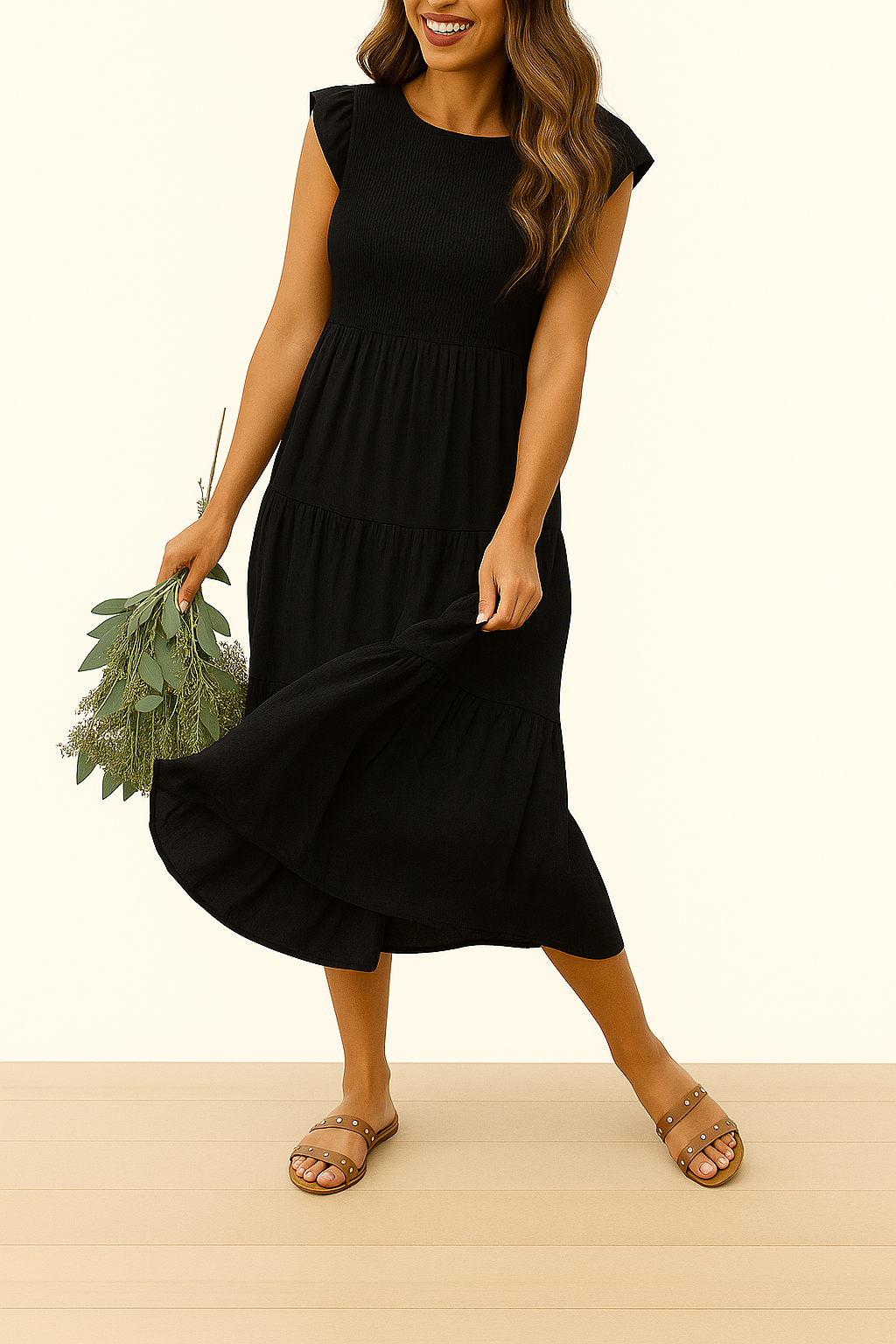 Damen Midikleid Polyester